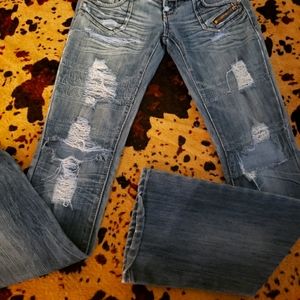 Almost Famous distressed blue jeans